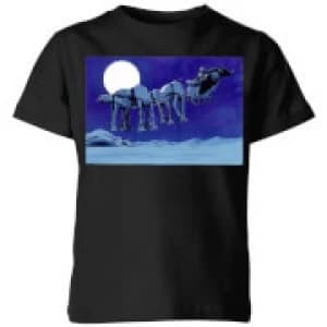 Star Wars AT-AT Darth Vader Sleigh Kids Christmas T-Shirt - Black - 11-12 Years