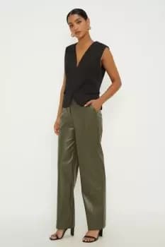 Faux Leather Straight Leg Trouser