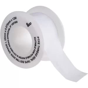 PTFE Tape for Thread Sealing, 25MMX12M