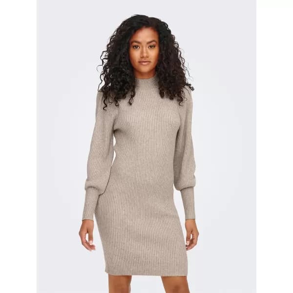 Turtleneck Jumper Dress with Balloon Sleeves