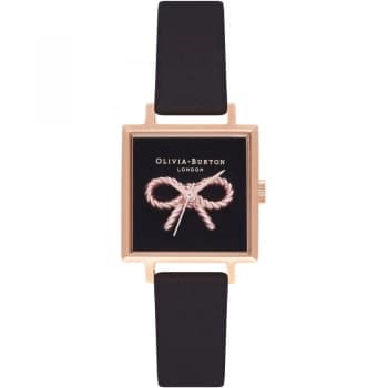 Vintage Bow Black & Rose Gold Watch