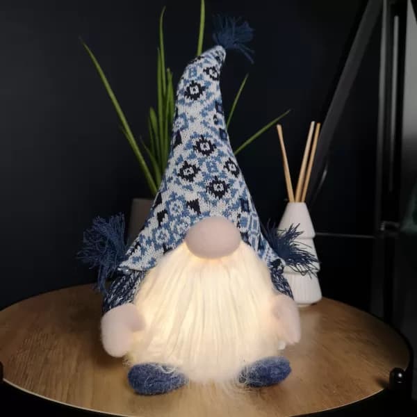 35cm Battery Operated Light up Sitting Christmas Gonk in Light Blue