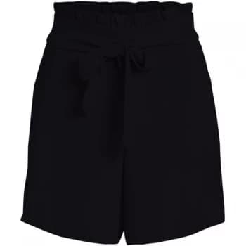 Vila High waist paper bag short with tie detail - Black