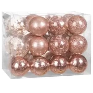 Christmas Tree Baubles 24 Pcs Rose-Gold 8cm