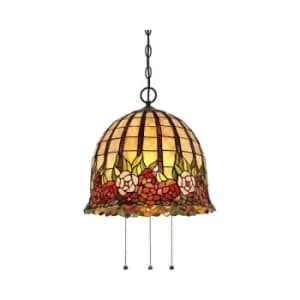 Elstead Rosecliffe - 3 Light Ceiling Pendant Imperial Bronze, Tiffany Style Glass, E27