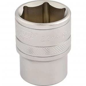 Draper 1/2" Drive Satin Finish Hexagon Socket Metric 1/2" 22mm