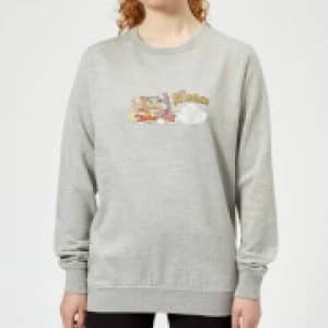 The Flintstones Family Car Distressed Womens Sweatshirt - Grey - L
