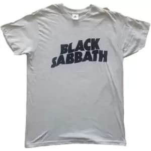 Black Sabbath - Black Wavy Logo Unisex Large T-Shirt - Grey