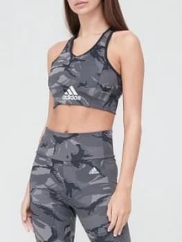 Adidas Medium Support Camo Believe This Sports Bra - Black