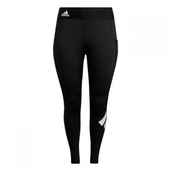adidas Techfit Long Logo Leggings (Plus Size) Womens - Black / White