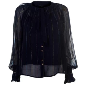 Biba Metallic Stripe Blouse - Black