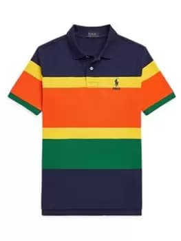 Ralph Lauren Boys Colour Block Polo Shirt - Dark Cobalt/Multi, Blue, Size 5 Years