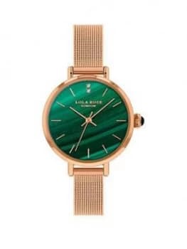 Lola Rose Lola Rose Malachite Diamond Dial Rose Gold Stainless Steel Mesh Strap Ladies Watch