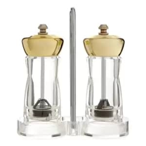 Salt and Pepper Mill Set with Stand - Gold