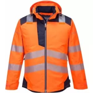 PW3 Hi Vis Winter Rain Jacket Orange / Navy 3XL