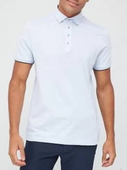 Ted Baker Soya Herringbone Polo Shirt - Pale Blue Size 2, Men