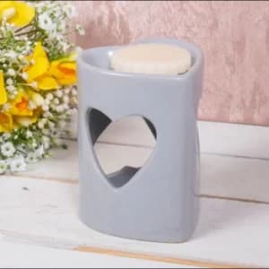 Ceramic Wax/oil Warmer Grey Heart Design by Lesser & Pavey