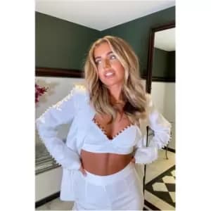 I Saw It First White Pearl Embelished Tie Back Bralet - White