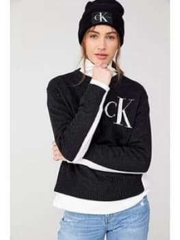 Calvin Klein Jeans Logo Archive Sweater - Grey Size M Women