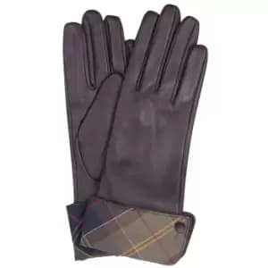 Barbour Womens Lady Jane Leather Gloves Choc/Classic Large