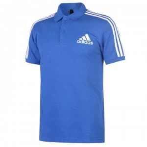 adidas Mens Cotton 3-Stripes Polo Shirt - Blue/White