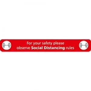 Seco Floor Sticker Observe social distancing rules Red Anti Slip Laminate 60 x 8 cm