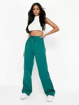 Boohoo Deep Waist Straight Leg Jogging Bottom - Green, Size 12, Women