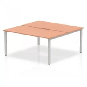B2B Silver Frame Bench Desk 1600 Beech (2 Pod)