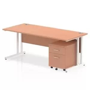 Impulse 1800 x 800mm Straight Office Desk Beech Top White Cantilever