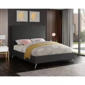Jelson Bed Double Plush Velvet Steel
