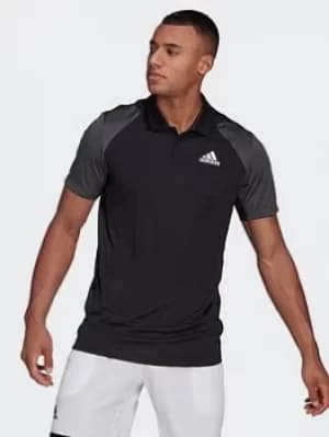adidas Club Tennis Polo Shirt, Black/Grey/White, Size 2XL, Men