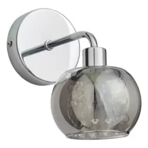 Spa Megara Single Wall Light Decorative Crystal Smoke Glass and Chrome