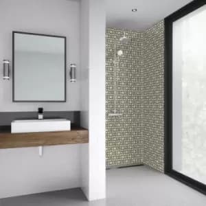 Mermaid Black Florals Acrylic Shower Wall Panel 2440mm x 1220mm x 4mm in Pattern