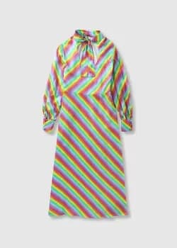 Olivia Rubin Womens Nessie Long Sleeve Silk Prism Stripe Dress In Prism Stripe