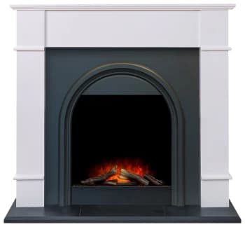 Adam Chesterfield Electric Fire Suite-White & Charcoal Grey