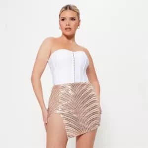 I Saw It First Sequin Mesh Split Hem Mini Skirt - Metallics