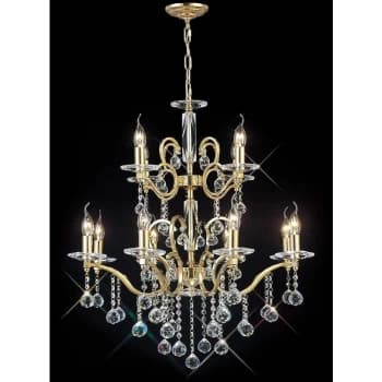 Zinta 2 Tier 12 Hanging Lamp gold / crystal bulbs (Assembly required)