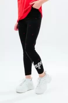 HYPE GIRLS BLACK MINI HEART SCRIPT LEggINGS
