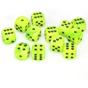 Chessex 16mm d6 Dice Block: Vortex Bright Green/black
