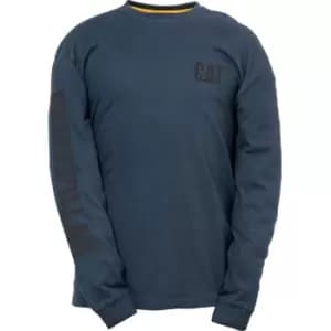 Caterpillar Mens Trademark Banner Long Sleeve T-Shirt Marine 3XL
