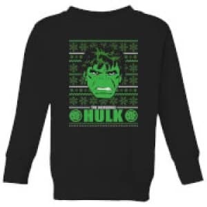 Marvel Hulk Face Kids Christmas Sweatshirt - Black - 11-12 Years