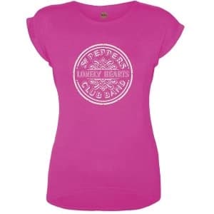 The Beatles - Sgt Pepper Drum Womens Large T-Shirt - Pink