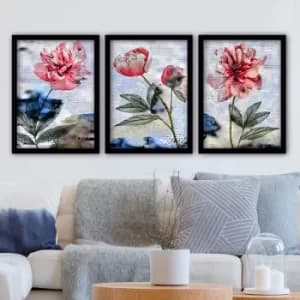 3SC84 Multicolor Decorative Framed Painting (3 Pieces)