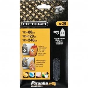 Black and Decker Piranha Hi Tech Quick Fit Multi Sander Delta Sanding Sheets 120g Pack of 3