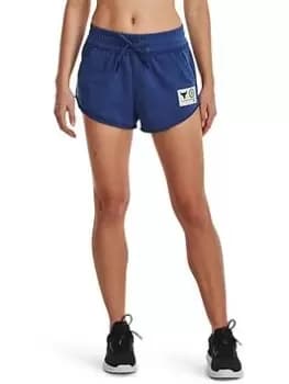 Under Armour Project Rock Terry Short, Blue, Size XL, Women