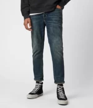 AllSaints Mens Cotton Traditional Dean Cropped Slim Jeans, Blue, Size: 30