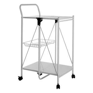 Premier Housewares Rectangular Folding Kitchen Trolley - White
