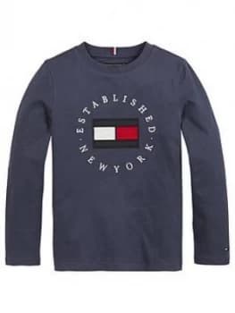 Tommy Hilfiger Boys Long Sleeve Heritage Logo T-Shirt - Navy