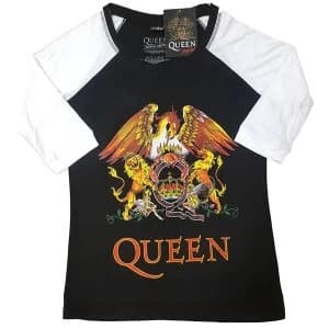 Queen - Classic Crest Ladies Large T-Shirt - Black,White