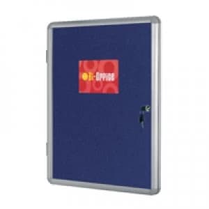 Bi-Office Lockable Internal Display Case 1110x930mm Blue Felt Aluminiu